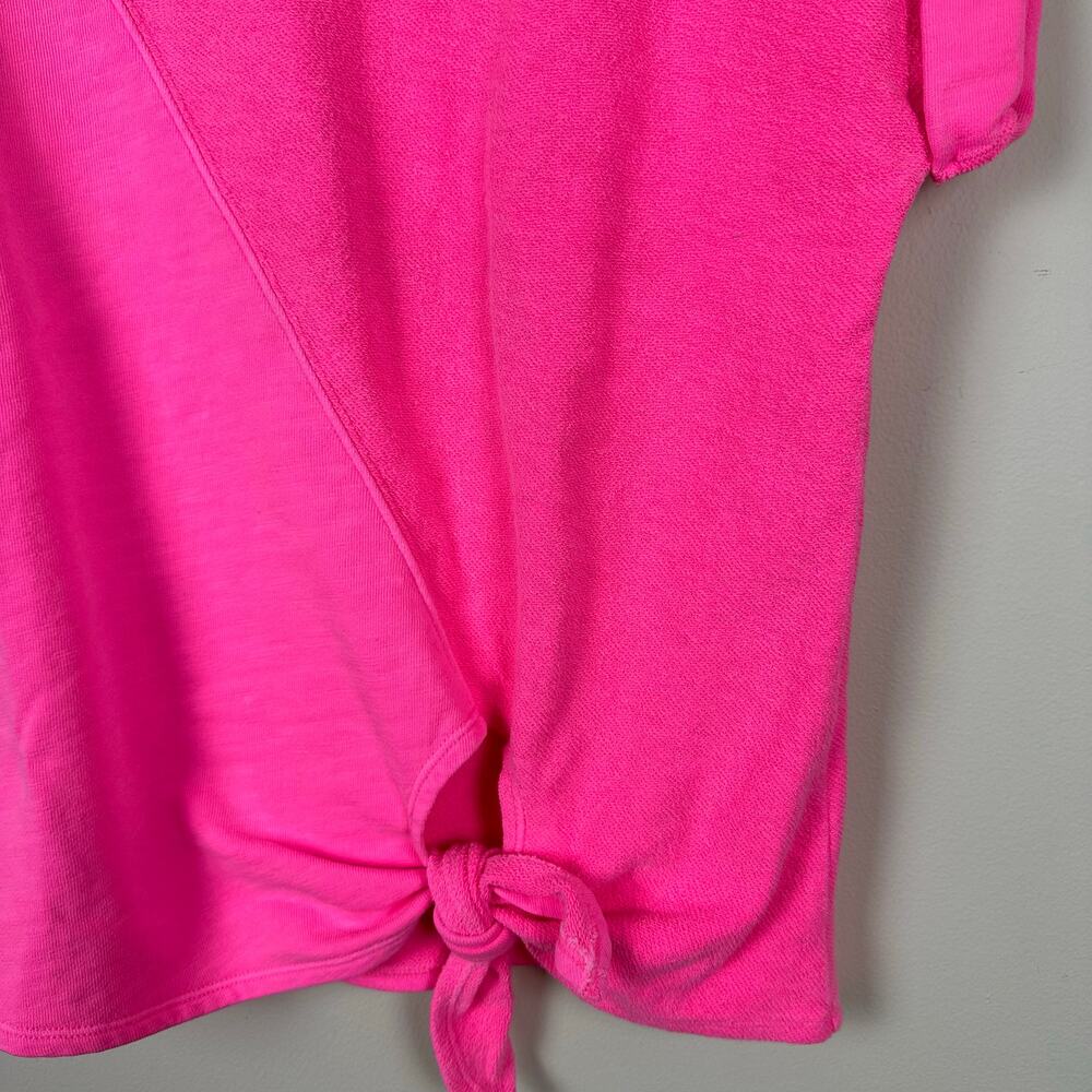 Pilcro Womens Neon Pink Tie Front Sweater Top S Oversized Relaxed Indie Granola - Picture 3 of 10